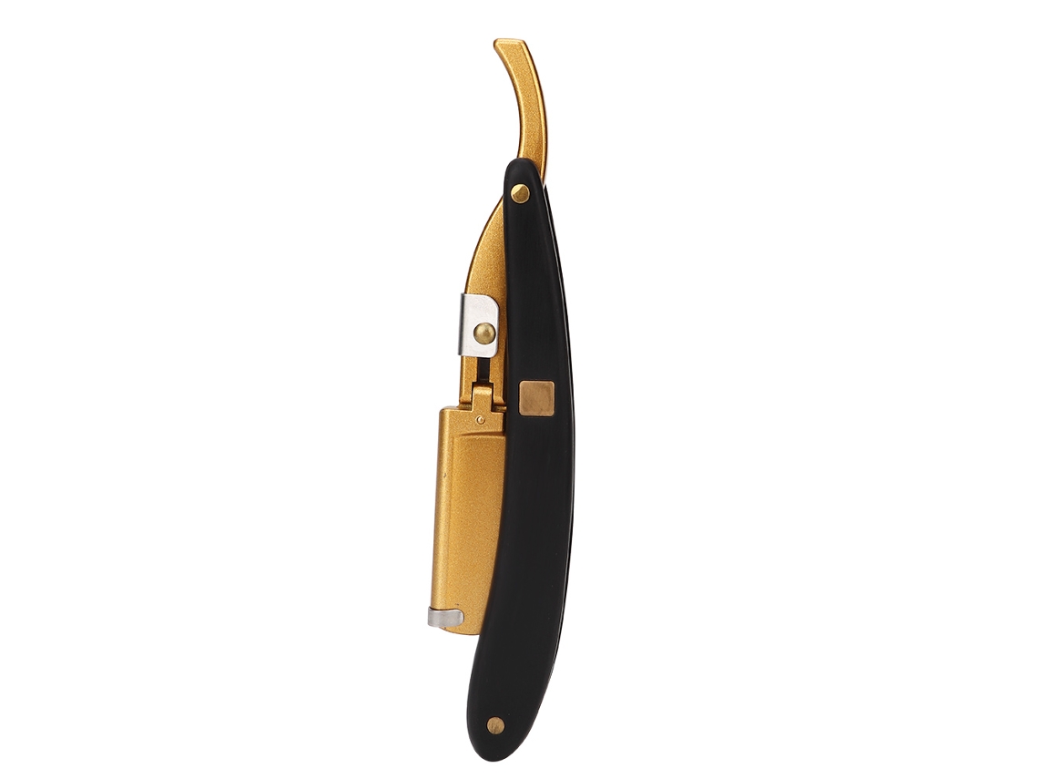 Porta-lâminas de barbear masculino estilo vintage 2026, faca de barbear dobrável, ferramenta de depilação para barbearia, dourado.
