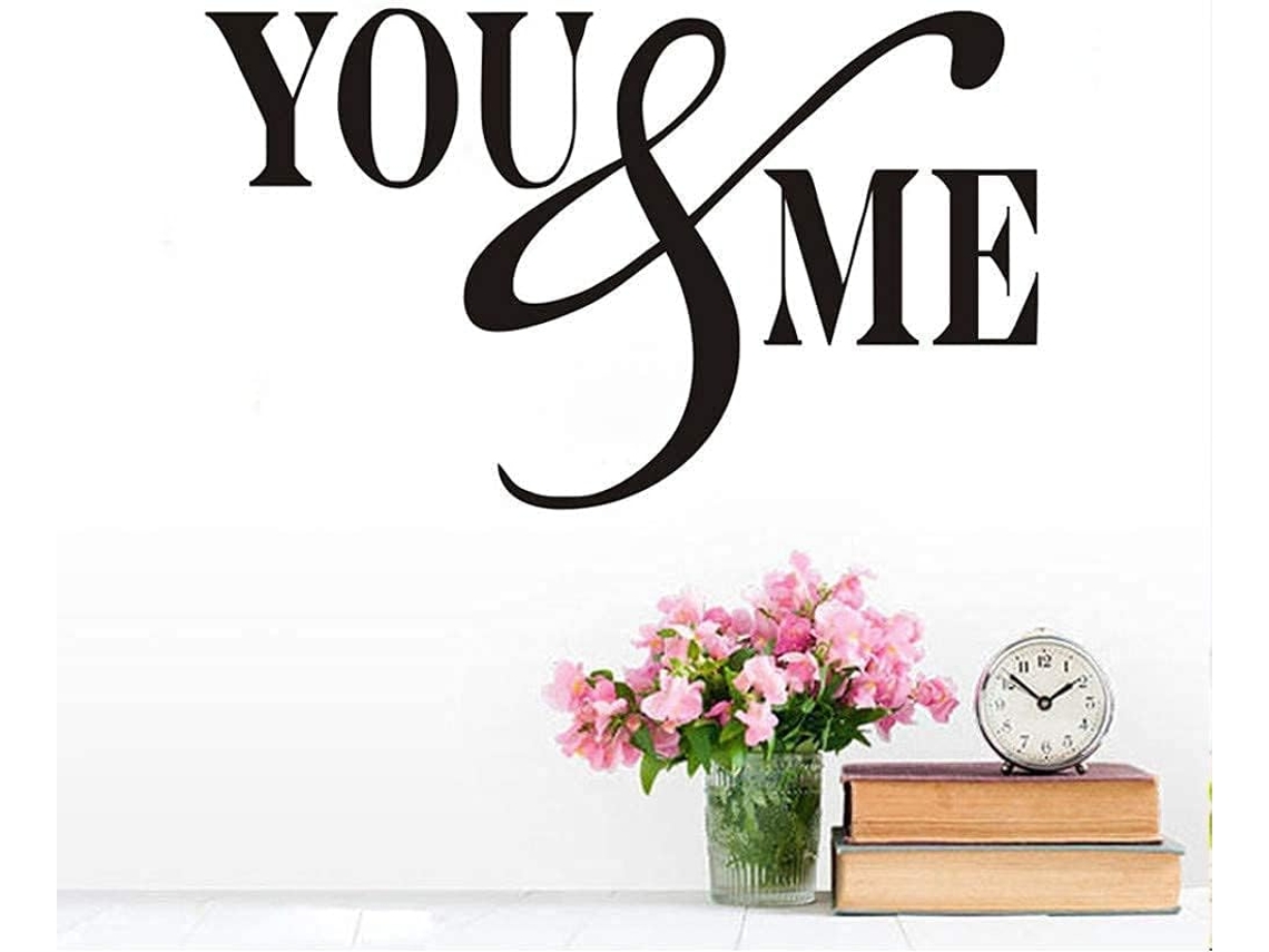 Adesivos de parede DIY com frases românticas sobre amor "Você e Eu", à prova d'água, para decoração de quarto, casamento e casa. Tamanho: 44 x 26 cm.