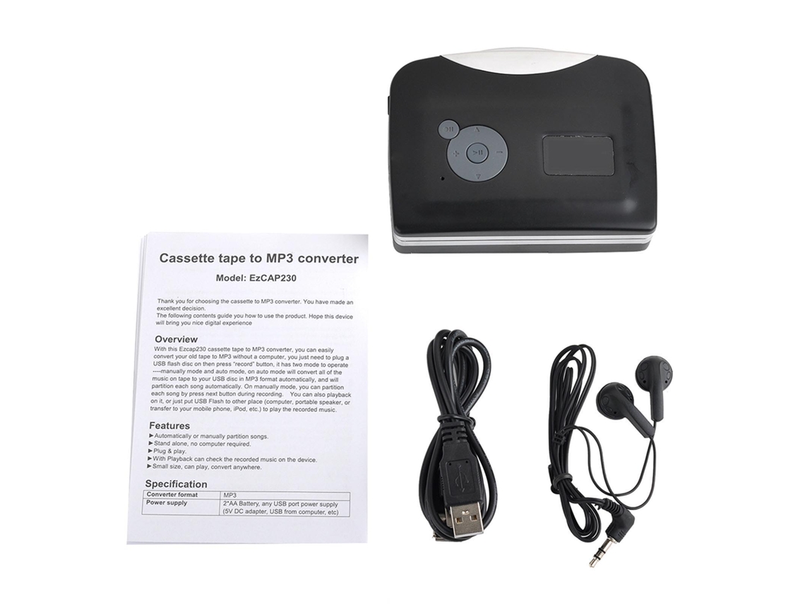 Ezcap230 Player De Cassetes Usb Conversor De Fita Para Mp3 Gravador De Voz Walkman Portátil