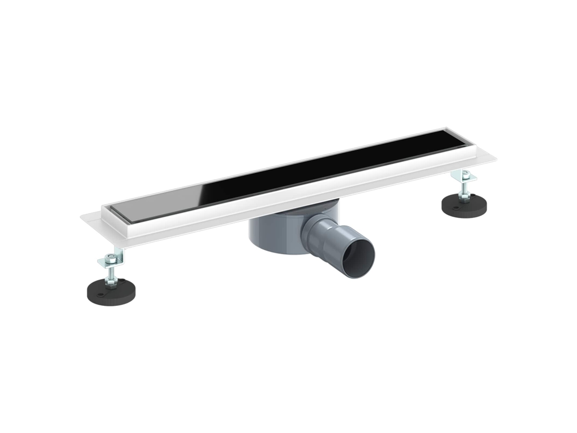 Maison Exclusive - Ralo De Chuveiro Com Tampa De Vidro E Sifão 360° Preto 50 Cm