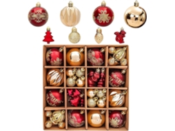 42 Bolas De Natal Vermelhas E Douradas, Inquebráveis, De 6 E 3 Cm, Para Pendurar. Olysi Shop