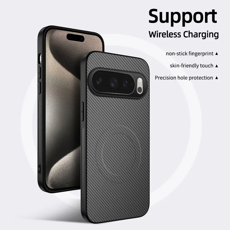 (cinza, Google Pixel 7) Capa De Celular Luxuosa Em Cor Sólida Com Textura De Fibra De Carbono, Compatível Com Carregamento Sem Fio Magnético.