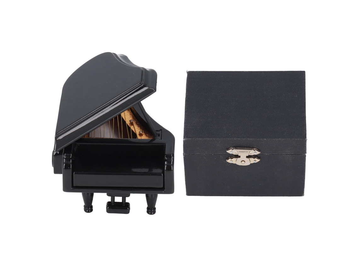 Mali modelo de Piano Miniatura Mogno Manual Preto Decoração Elegante com Caixa Presente Vermelha