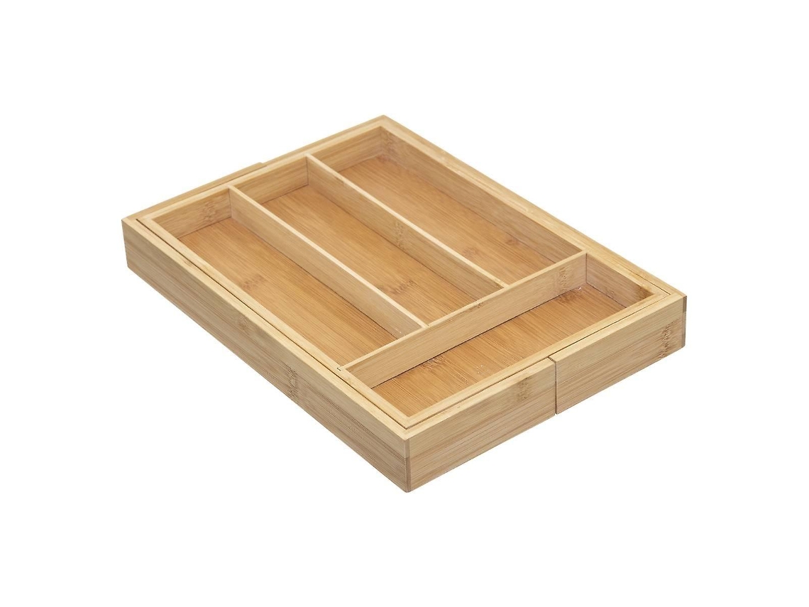 Gaveta Para Talheres 6 Compartimentos Extensível Bambu Jortmrd