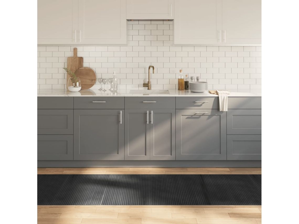 Vidaxl Tapete Retangular 80x400 Cm Bambu Cinzento