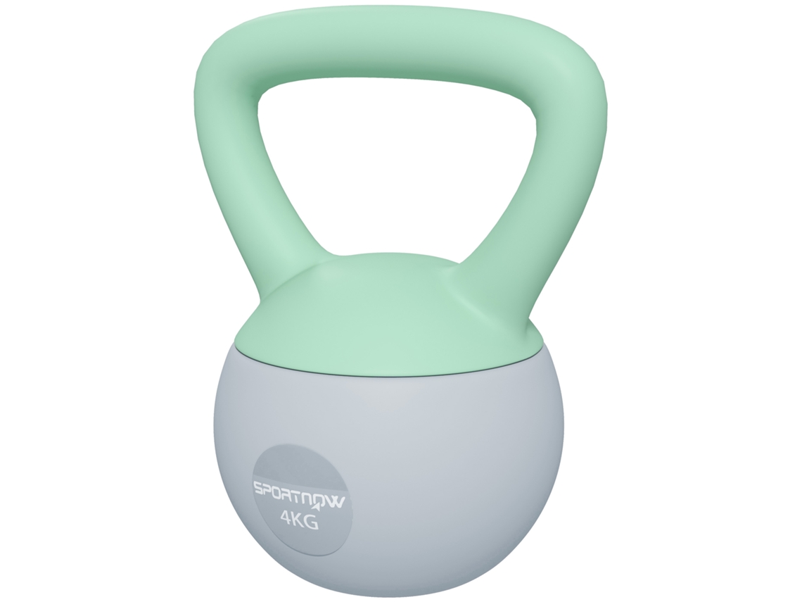 Kettlebell De 4 Kg Pesa Russa Preenchida De Areia Metálica E Alça Antiderrapante 19x15x25 Cm Verde