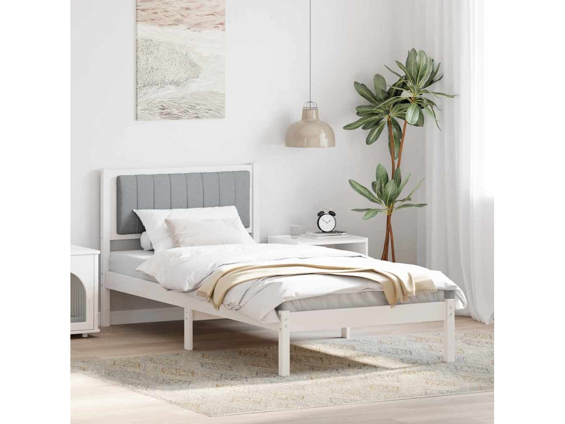 Vidaxl Estrutura de Cama com Cabeceira Estofada Cinzento claro