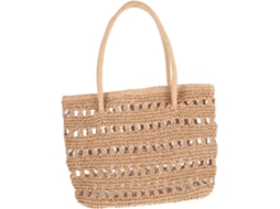 Bolsa De Praia Feminina Leve Em Tecido Trançado, Com Detalhe Vazado E Alça De Ombro Prática.