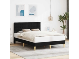 Vidaxl Estrutura Da Cama Com Cabeceira Preto 140 X 190 Cm Tecido