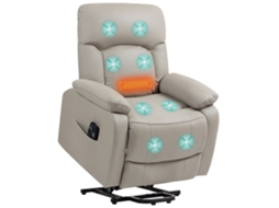 Cadeira elevatória elétrica, de relaxamento, com massagem e aquecimento, 89x94,5x103 cm, Cinza | S/MARCA