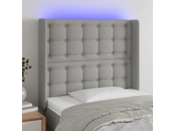 Vidaxl Cabeceira Cama C/ Luzes Led Tecido 93x16x118/128 Cm Cinza-claro