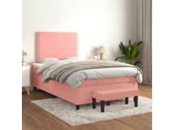 Vidaxl Cama Boxspring Com Colchão 120x200 Cm Veludo Rosa