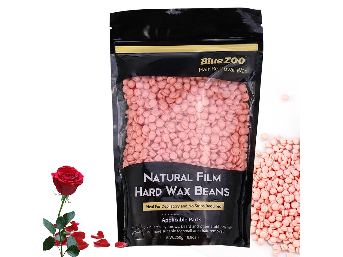 2026 cera Dura em Grãos para Depilação Corporal Blue Zoo 250g Cera Natural Película com Aroma de Rosa
