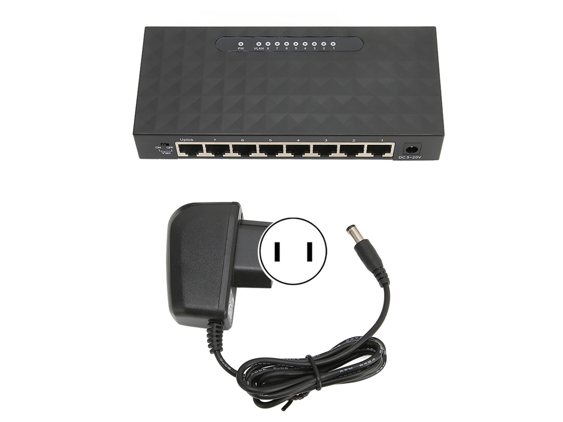 Conmutador de red Gigabit de 1000 Mbps con 8 puertos Ethernet autoadaptativos para oficina y hogar | S/MARCA