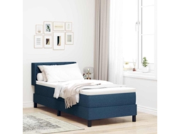 Vidaxl Cama Box Com Cabeceira Manual Azul 200 X 80 Cm Tecido