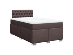 Cama Boxspring com Colchão 120x190 cm Tecido Castanho escuro MAISON EXCLUSIVE