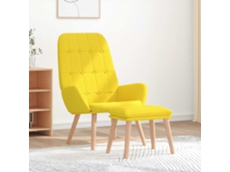Vidaxl Cadeira De Descanso Com Apoio De Pés Tecido Amarelo-claro