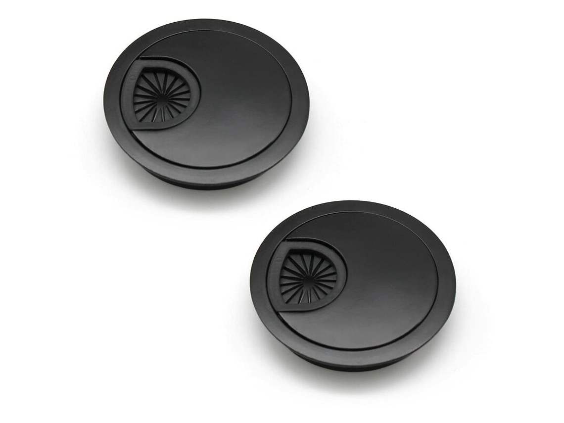 Lurelia Passa-cabos De Mesa, Pack De 2, 20 X 20 Mm, 60 Mm, Metal, Resistente, Preto
