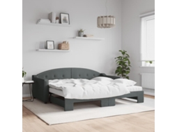 Sofá cama con cajón y colchones 90x190cm Tela Gris Oscuro