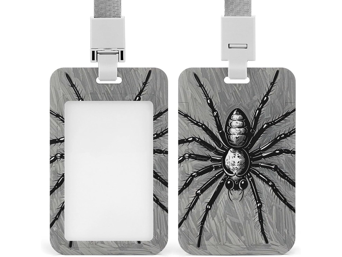 Porta Crachá Com Clipe, Porta Crachá Retrô Aranha Escura E Fofo Com Cordão, Porta Crachá Identificação, Cordão Crachá