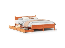 Bed Frame, Bed Frames Vidaxl Marrom Madeira De Pinho (160 X 200 Cm)