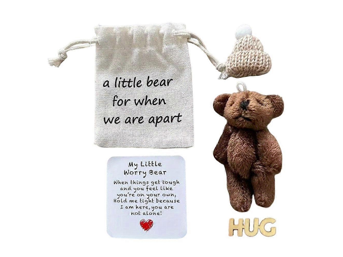 Urso De Pelúcia Mini Conjunto Presente Marrom, Cartão E Bolsa