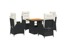 Conjunto de 5 Jantar para Jardim com Almofadões Vime Pe Preto MAISON EXCLUSIVE