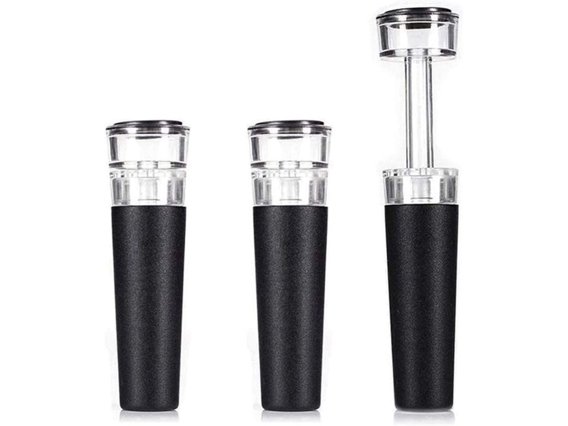 Conjunto de tampas de vinho Nova Line Linjou com bomba de vácuo, silicone, 3 peças