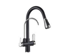 Torneira De Cozinha Filtrada, Com Spray Retrátil, Construção Em Latão Durável, Cromo Preto