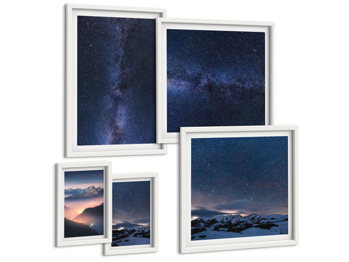Quadros Decorativos Para Parede Ilustrações De Cidades Costeiras Moldura Branca Quadros Para A Sala De Estar Espelharte (conjunto De 5 Imagens)