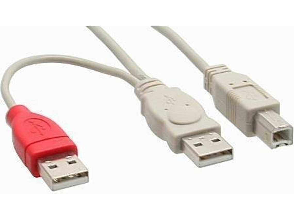 Cabo de Dados INLINE (USB A - USB B - 1 m - Branco)
