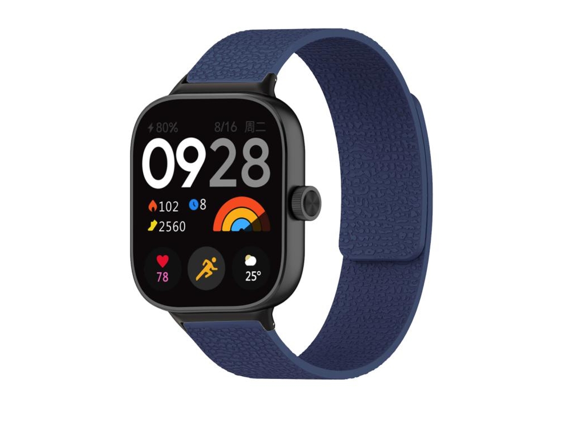 Bracelete para Redmi Watch 6 / 5 / 4 XIAOMOYU em silicone macio magnético com textura de lichia azul escuro