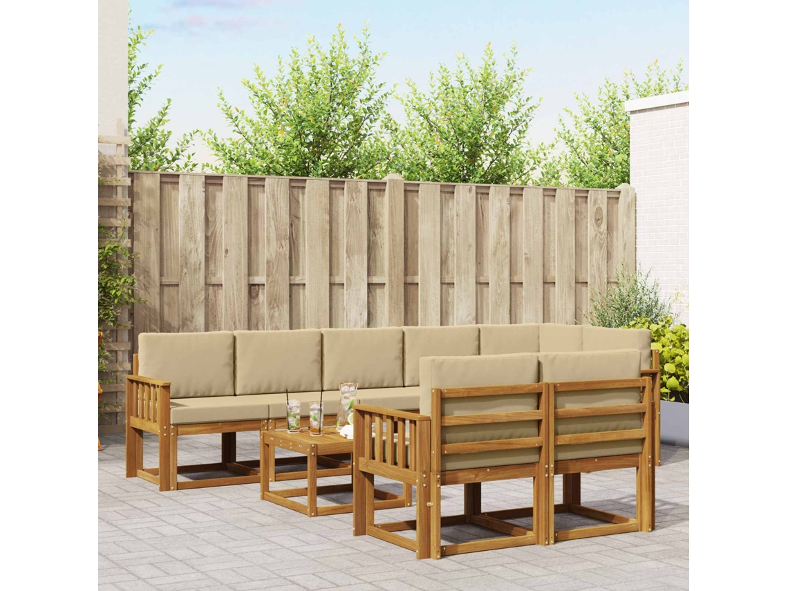 Vidaxl Conjunto De Sofás Para Exterior 9 Unid. Natural E Bege