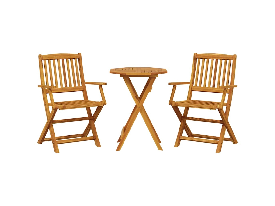 Conjunto de Bistrô Dobrável 3 Pcs Madeira de Acácia Maciça MAISON EXCLUSIVE