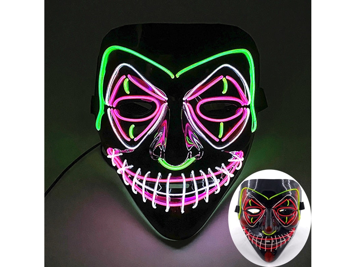 Máscara De Purga De Led Neon Para Halloween, Máscaras Para Festa De Máscaras, Luz Que Brilha No Escuro, Máscaras Engraçadas, Acessórios Para Fantasias
