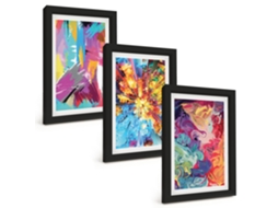 Composição De Quadros Padrões De Pintura Abstratos Coloridos Espelharte (3 Peças 20x30 Cm)