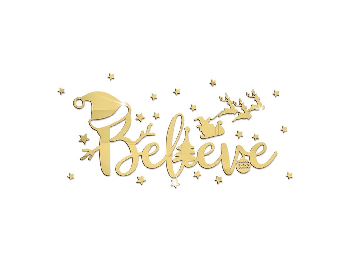 Autocolante De Parede Adesivo Festivo Em Acrílico Com Espelho Estéreo Decoração De Natal