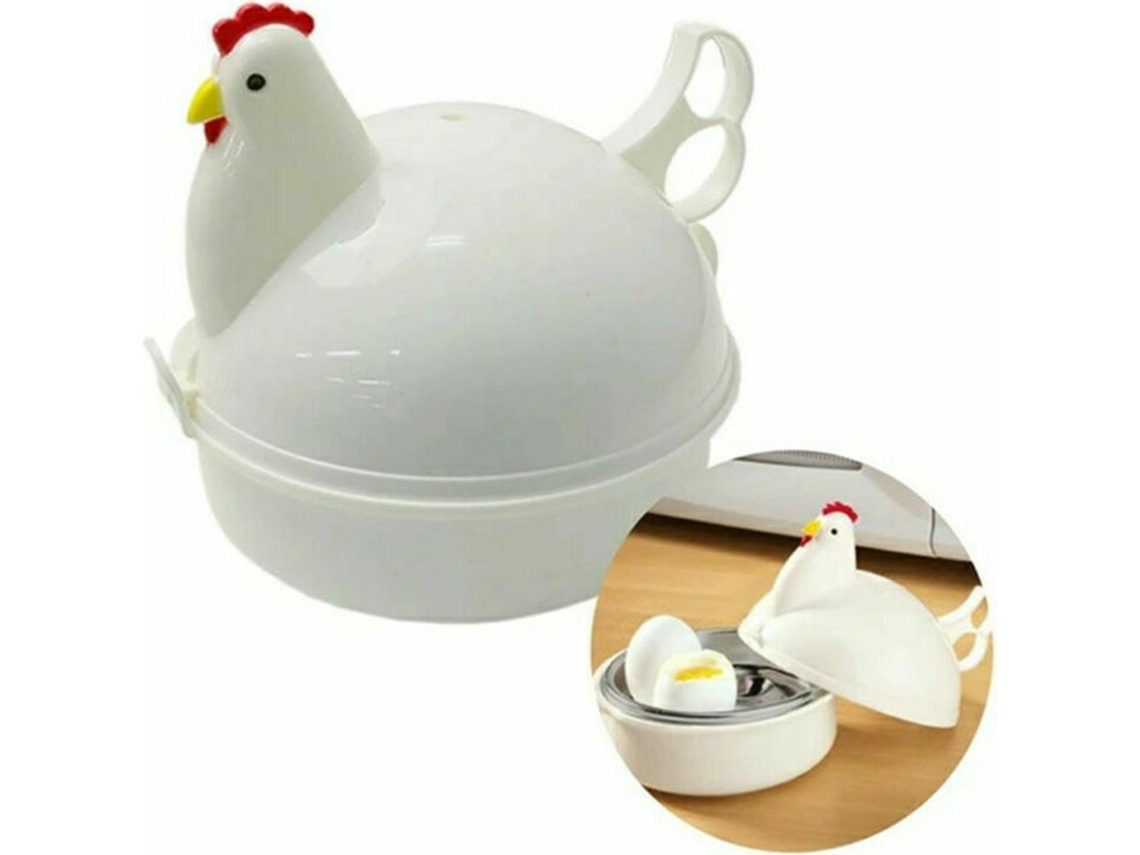Panela Para Cozinhar Ovos Em Formato De Galinha, Própria Para Micro, Ondas, Com Capacidade Para 4 Ovos