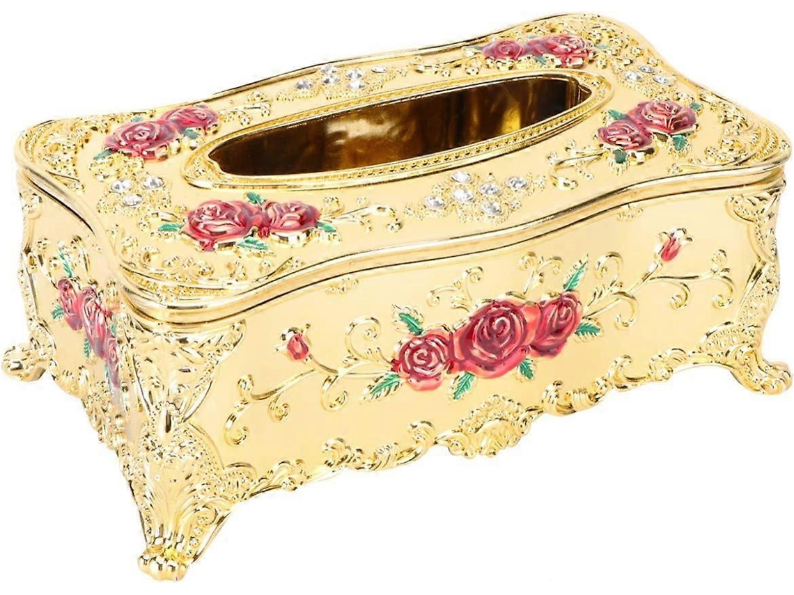 Caixa De Lenços Decorativa Com Decorações Antigas Para Quarto, Escritório, Cozinha, Penteadeira, Ouro Vermelho Aquaforge