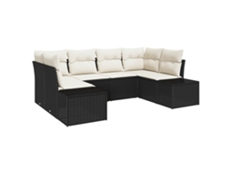 Maison Exclusive - Conjunto De Sofá De Jardim 6 Pcs Preto E Creme Rattan Sintético
