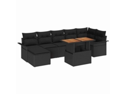 Maison Exclusive - Conjunto De Sofá De Jardim 8 Unid. Preto Vime Pe