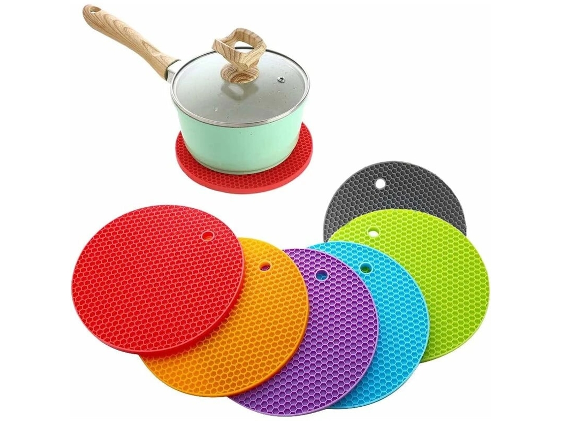 Conjunto De 6 Porta-copos Silicone Antiderrapante Flexível Redondo 18 Cm Para Bancada E Mesa