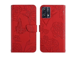 Capa De Couro Com Estampa De Peônia Borboleta Para Oppo Realme 9 Pro/realme 9 4g