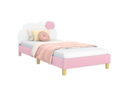 Estrutura de Cama Infantil com Cabeceira Rosa 90 X 190 Cm Pu VIDAXL