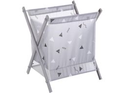 Cesto de roupa dobrável cinza, organizador de armazenamento impermeável para roupas sujas e brinquedos, 37x37x31 cm