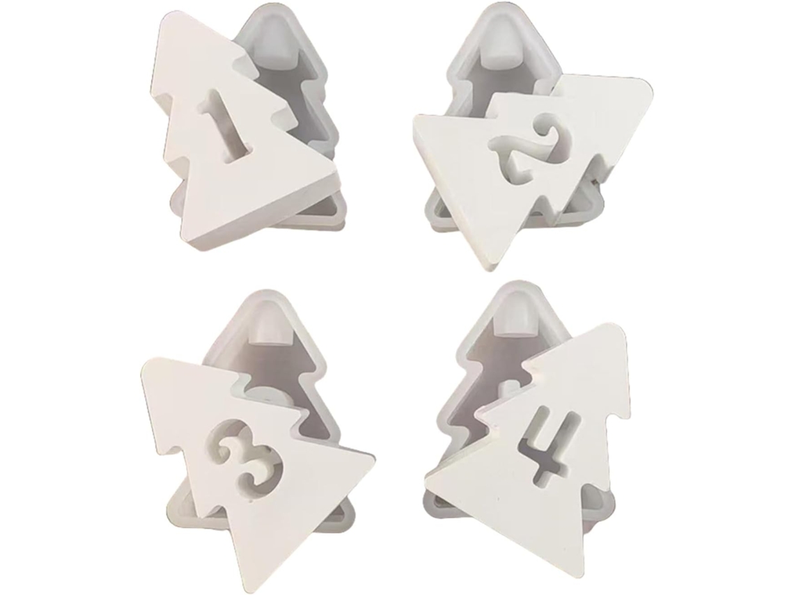 Conjunto De 4 Moldes Para Árvore Natal, Molde Com Grade Numérica