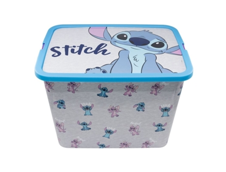 Caja Grande De Almacenaje Capacidad 23l Personajes Stitch Y Angel 02436 P24stor