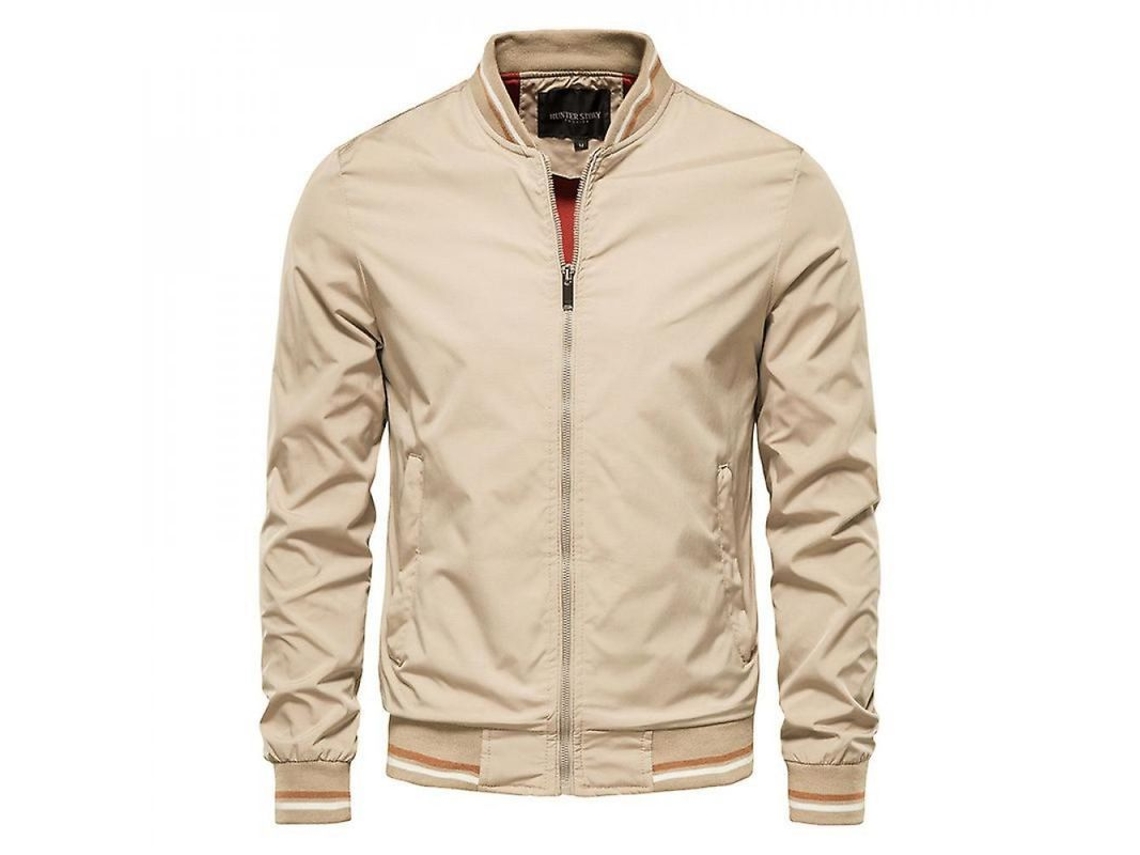 2026 chaqueta Casual Hombre Primavera Otoño Adolescente Manga Larga Cremallera Tela Ligera Moda Hfk XL Caqui