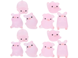 Kit de 15 Miniaturas de Porcos em Resina Rosa com Detalhes Delicados e Efeito Decorativo para Decoração de Mesa e CHABERLU