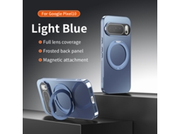 Capa Magnética Para Celular Com Proteção 360°capa Eletrogalvanizada Azul-clara com Suporte Giratório, Google Pixel 10